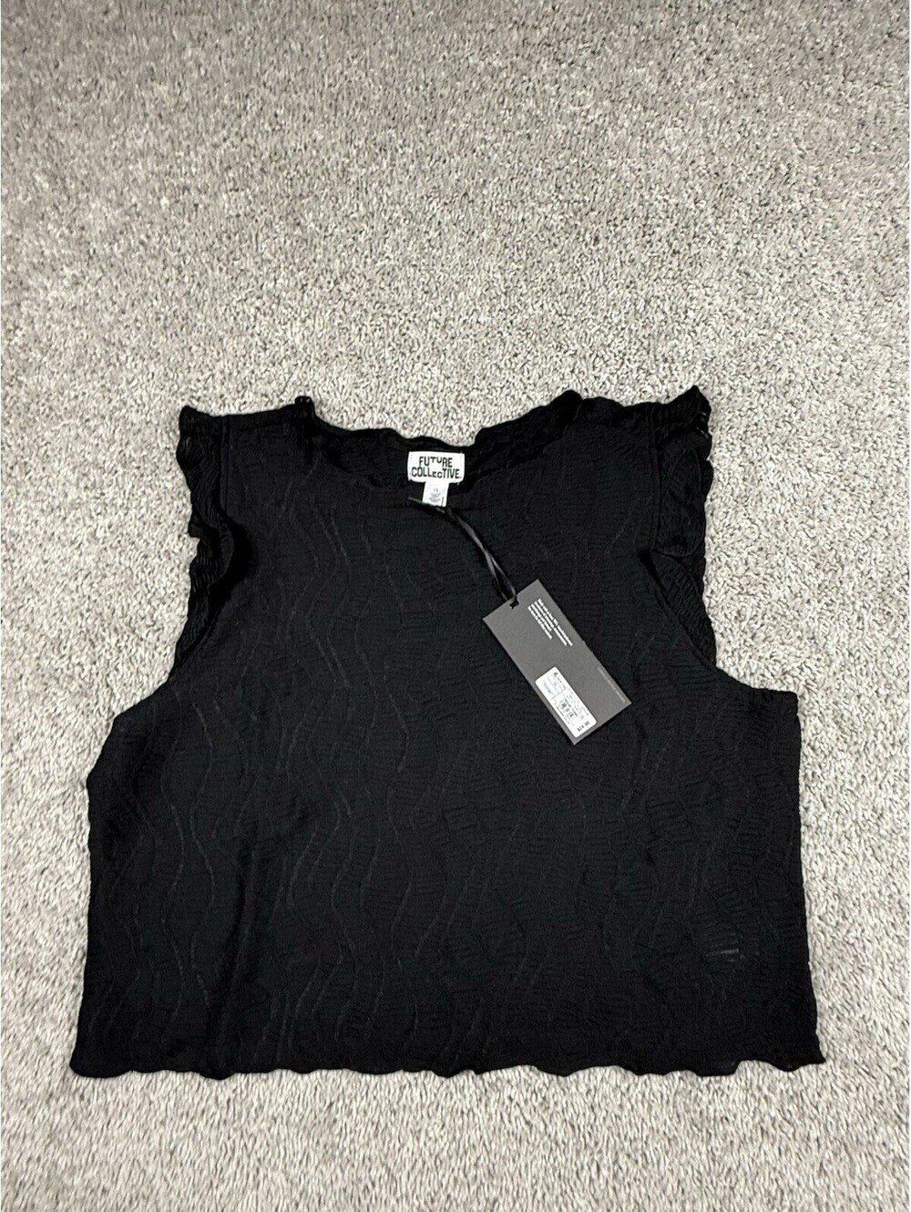 NWT Future Collective Women’s Tank Top Semi Sheer Size 1X Black Stretch